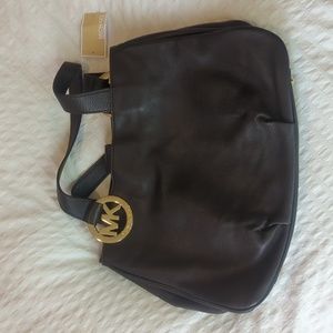 Michael Kors Fulton East West Chocolate Brown Pebbled Leather Tote --- Brand New